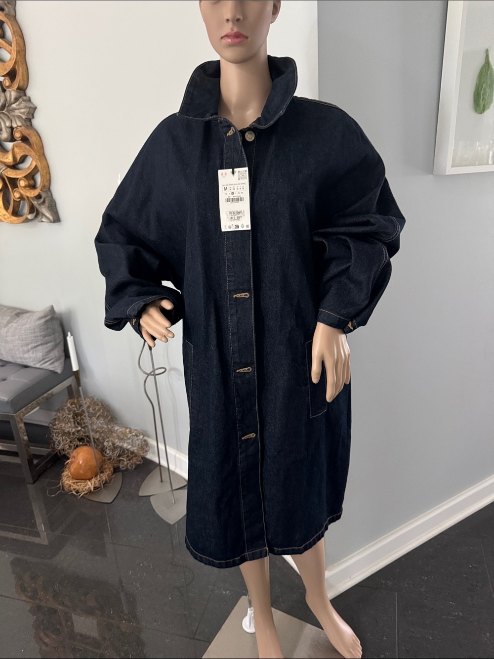 NWT Zara Denim Trenchcoat